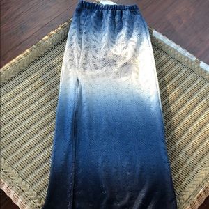 Ombré blue lace maxi skirt